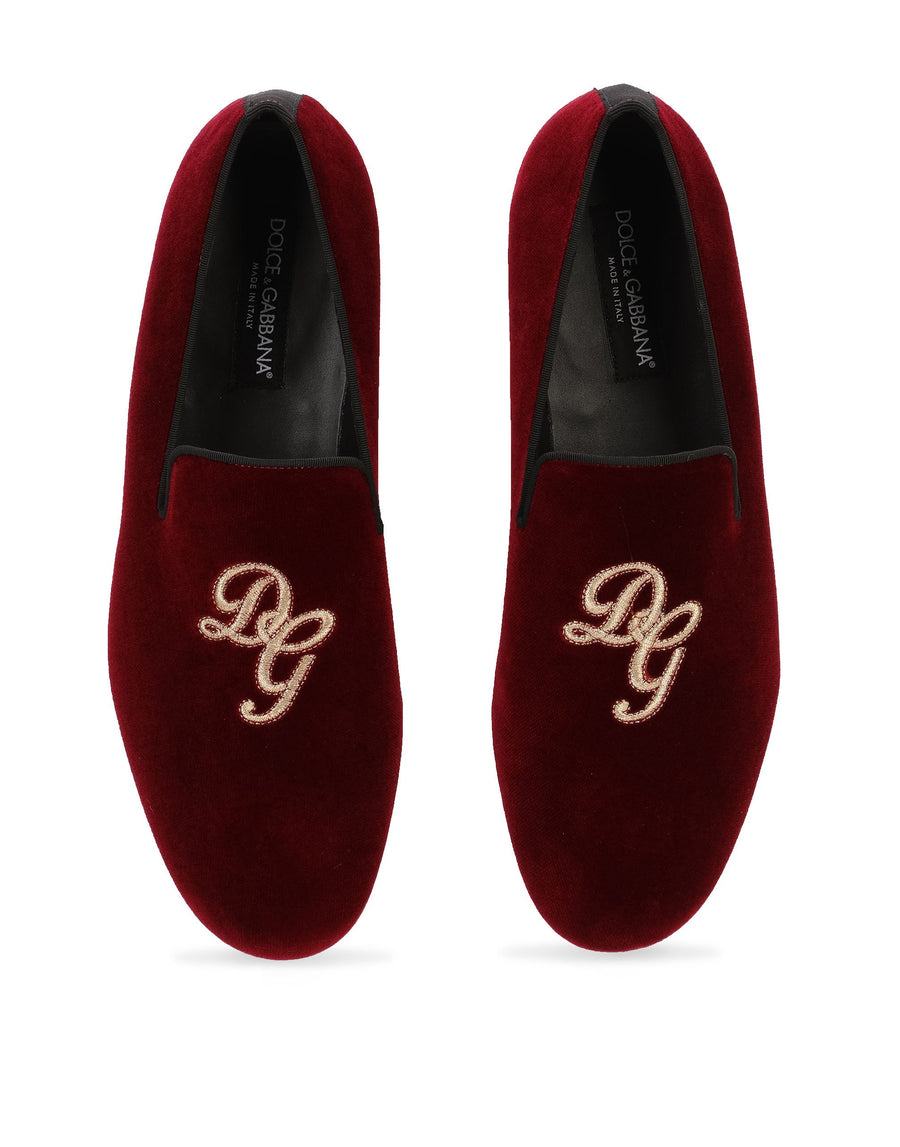 Velvet loafer with logo