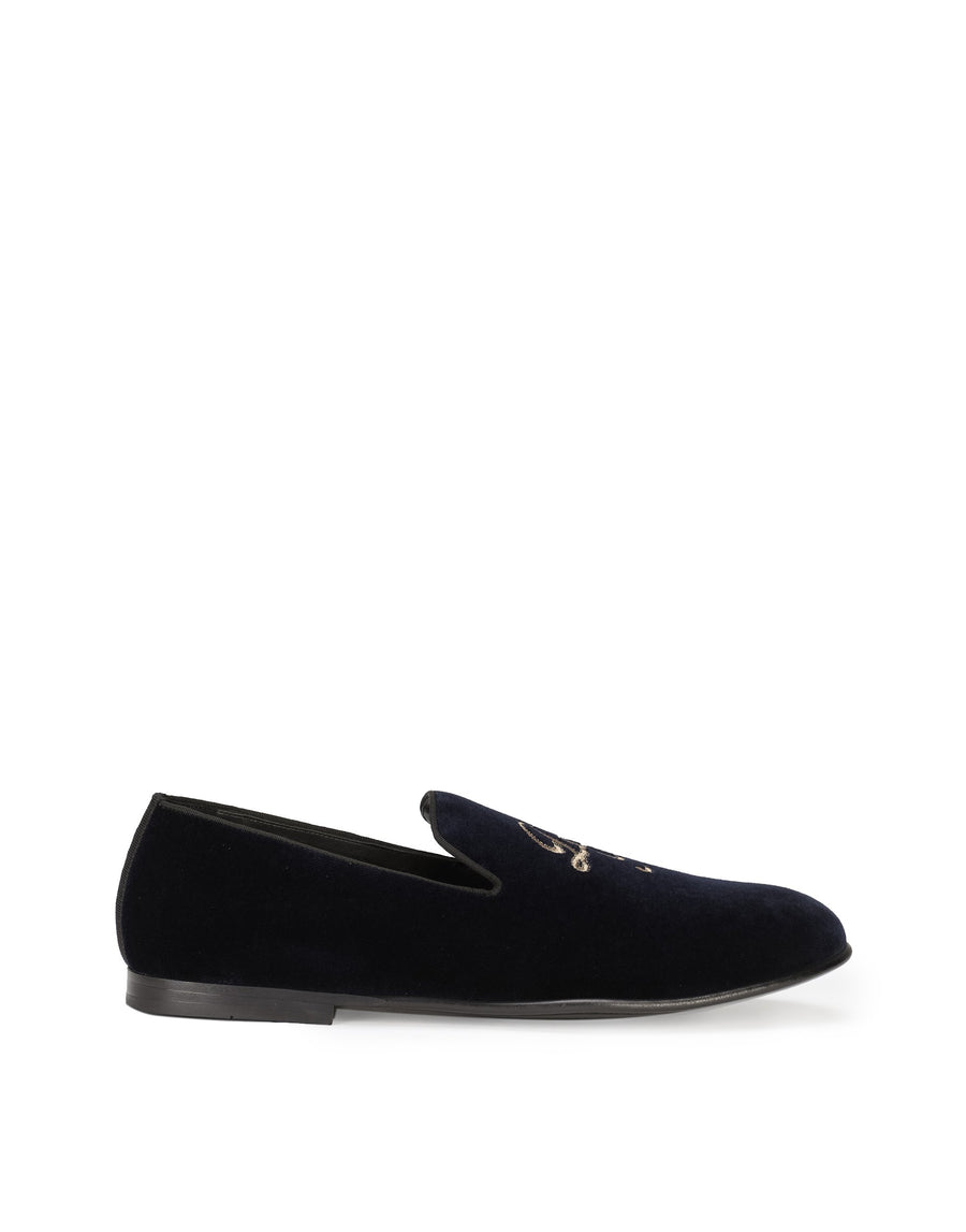 Velvet loafer with logo