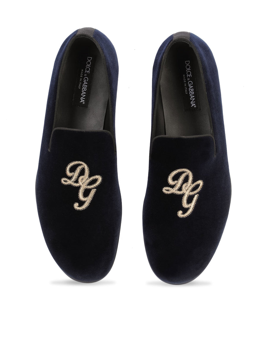 Velvet loafer with logo