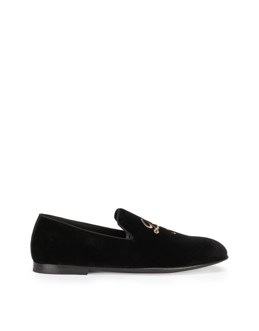 Velvet loafer with logo