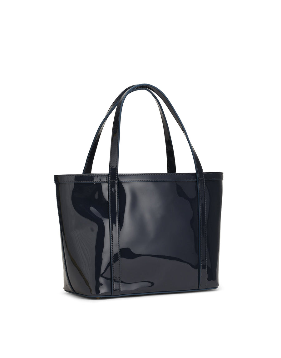 Solid-coloured varnished shopper bag