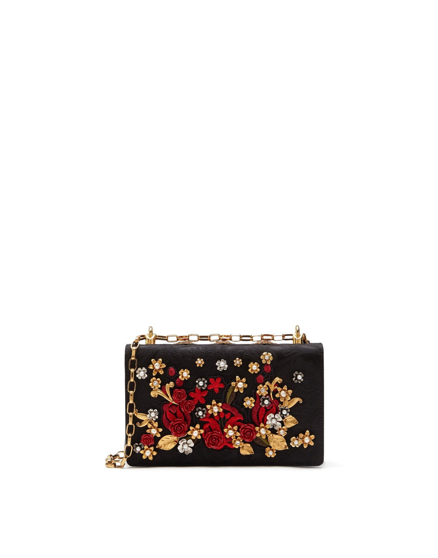 DG GIRLS CROSS-BODY BAG IN BROCADE WITH APPLIQUÉS AND EMBROIDERY