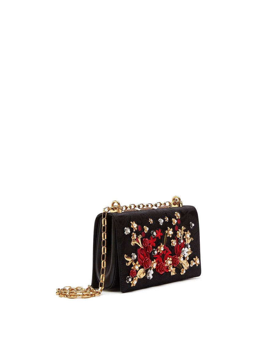 DG GIRLS CROSS-BODY BAG IN BROCADE WITH APPLIQUÉS AND EMBROIDERY