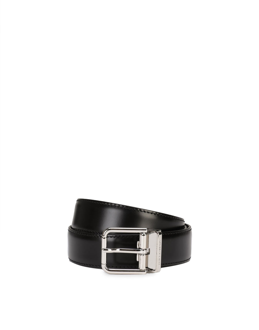 Solid-coloured smooth leather belt