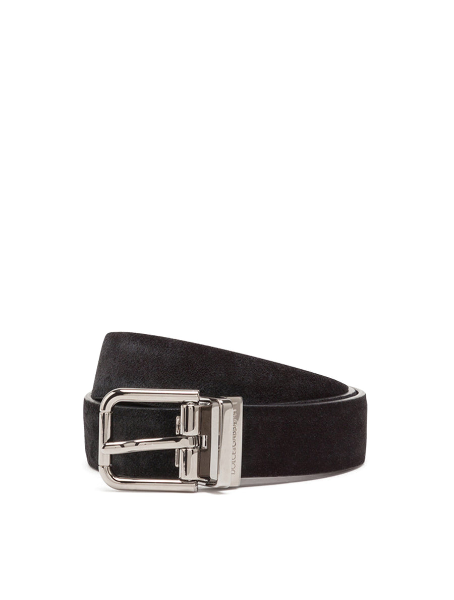 Solid-coloured suede belt