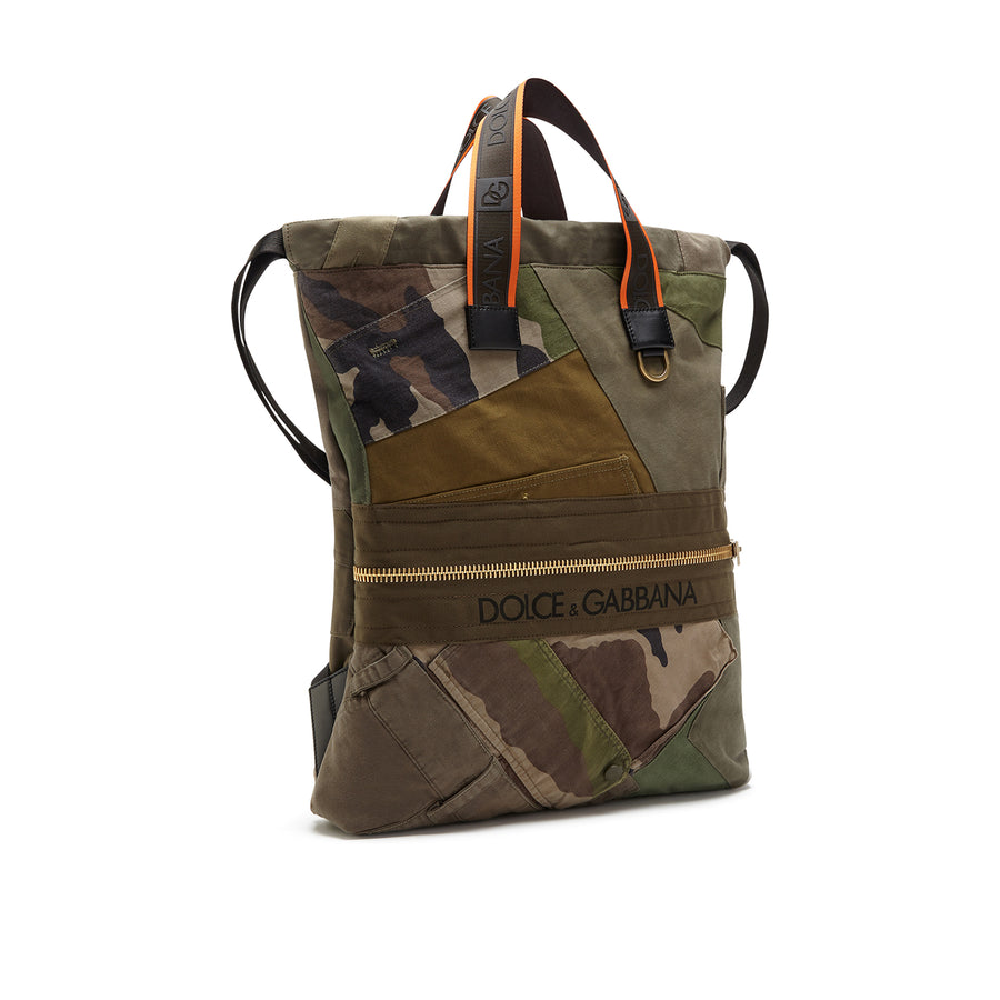 Backpack in patchwork camo cotton