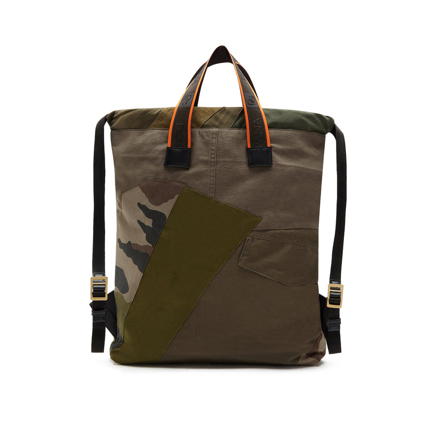 Backpack in patchwork camo cotton