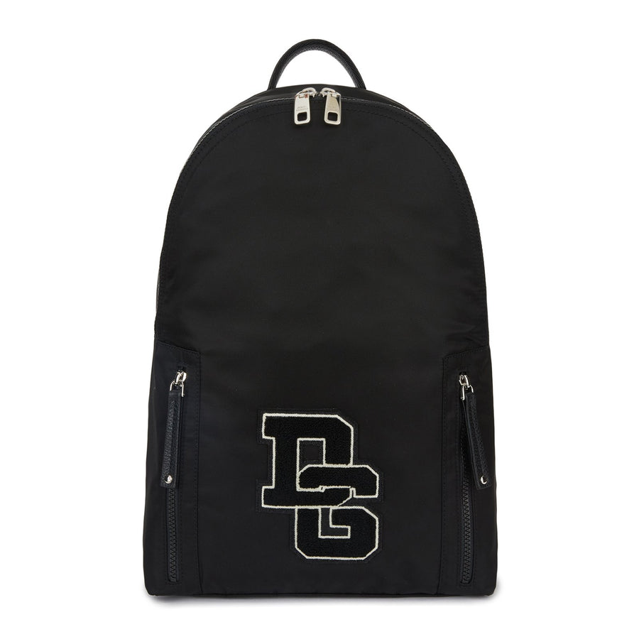 Backpack In Solid-Coloured Nylon And Tumbled Calf Leather