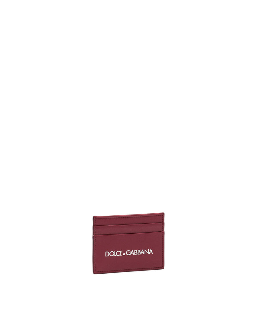 Cardholder in calf leather with printed logo