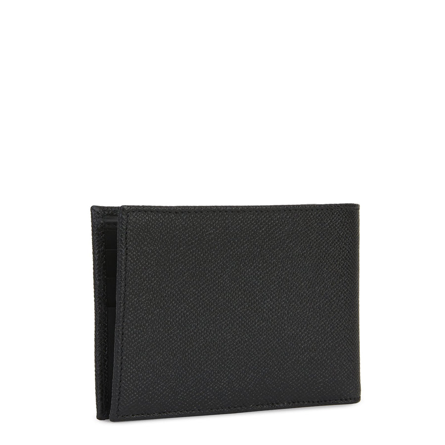 Solid-coloured printed leather wallet