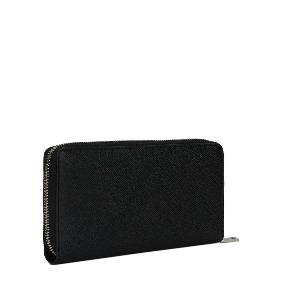 Zip-around hammered leather wallet