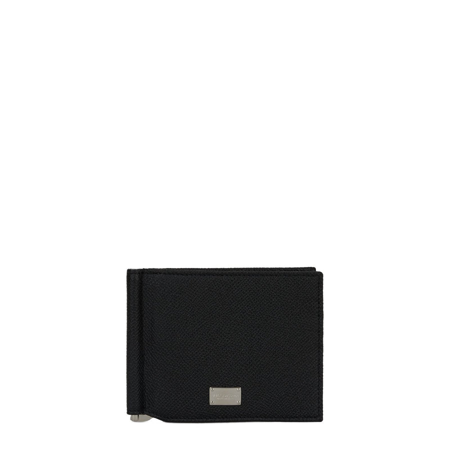 Card holder in solid-coloured printed leather