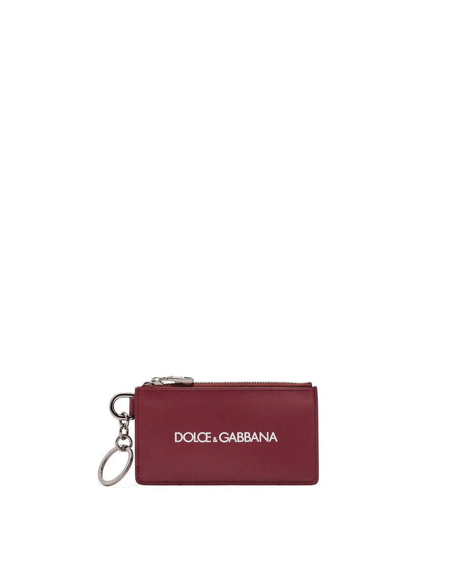 Cardholder in calf leather with printed logo