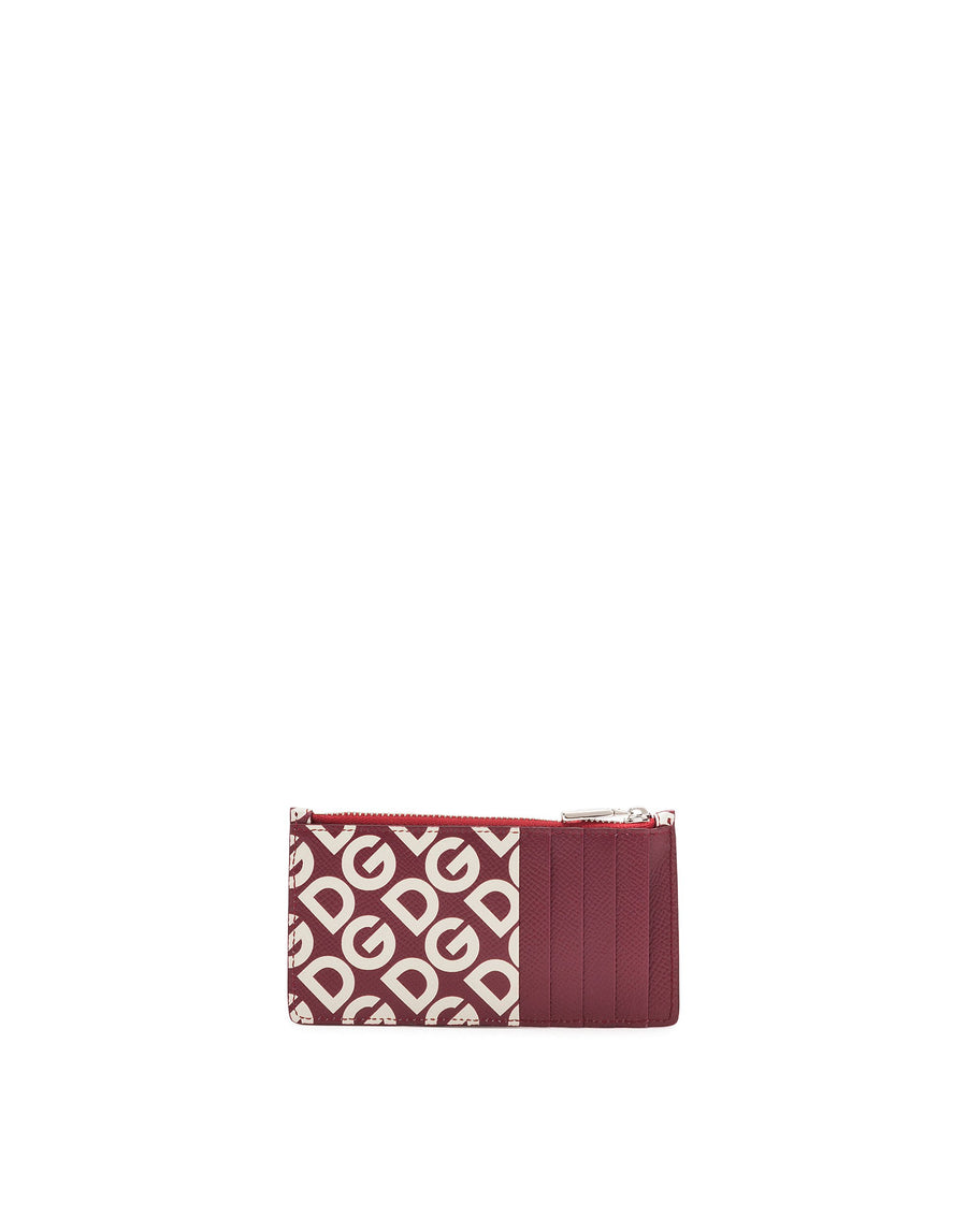 Calf leather card holder with all-over DG print