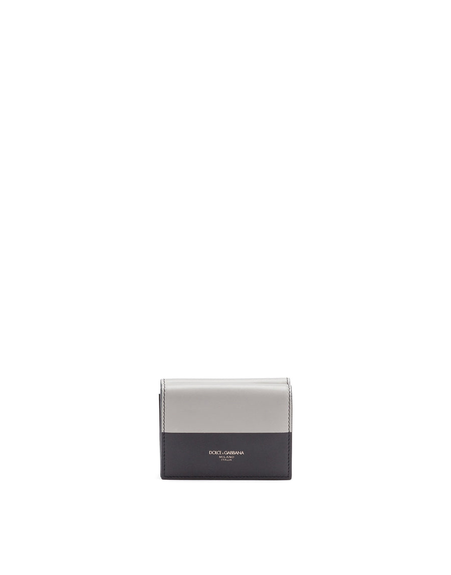 Wallet in bicolour calf leather with heat-pressed logo