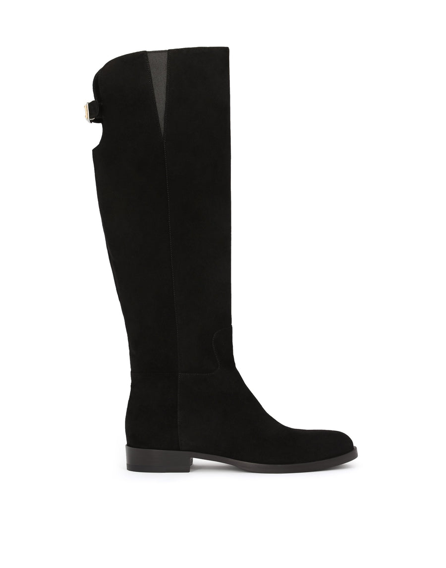 Dolce & Gabbana Boots In Solid-Coloured Leather With Velvet Effect