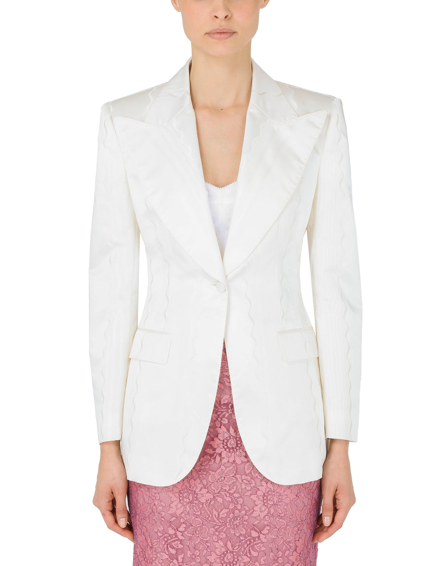 Single-breasted jacket with jacquard lapels