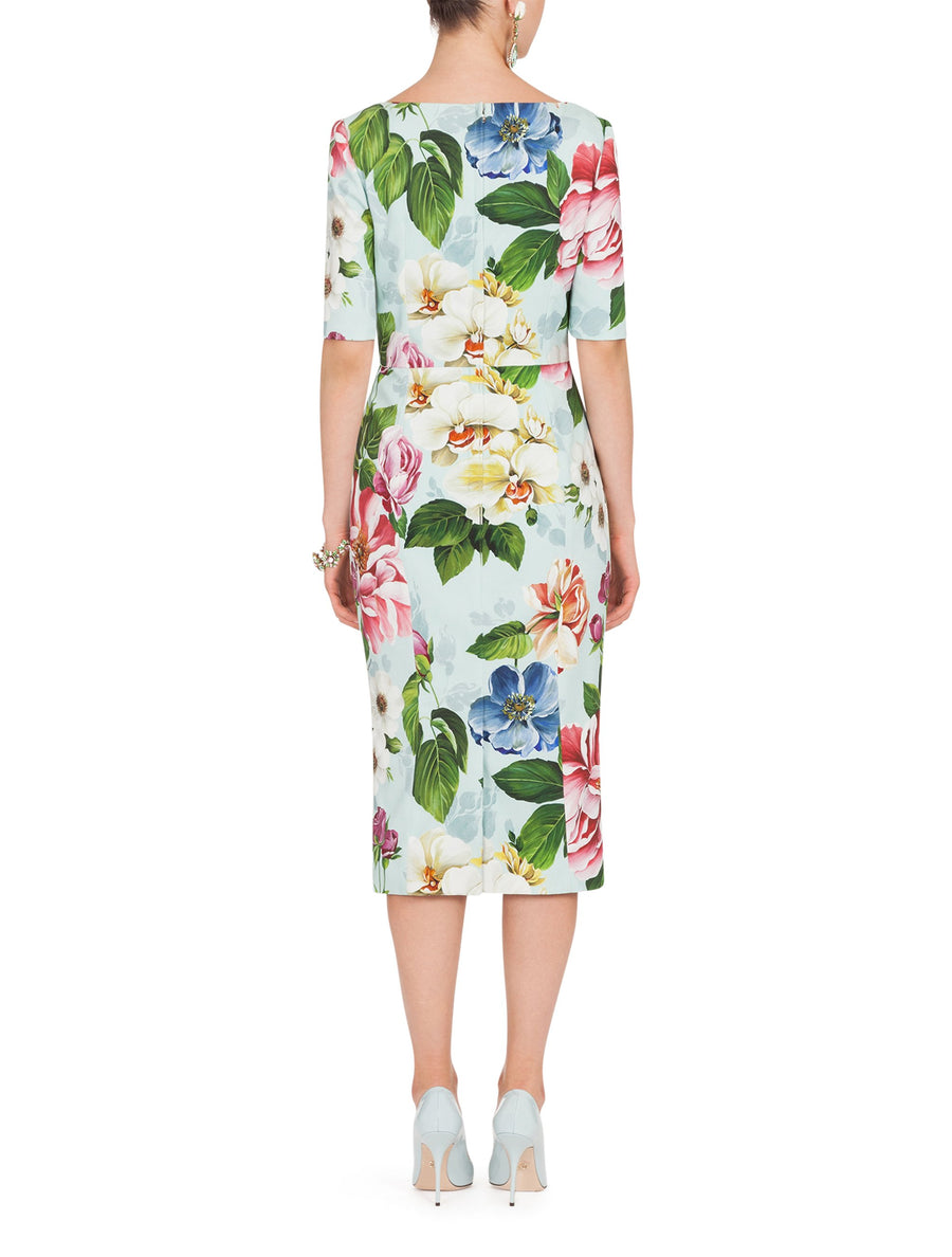 Midi dress in cady with flower print