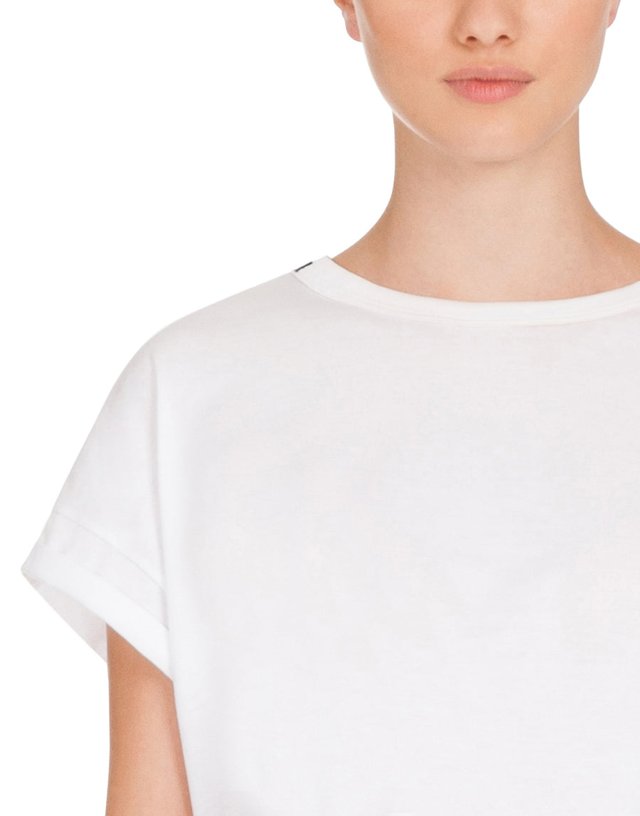 Asymmetric crop t-shirt in jersey