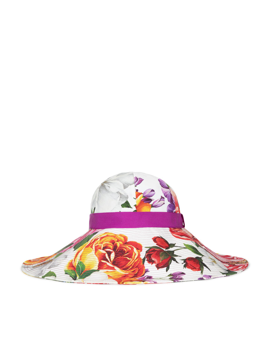 Wide brim floral hat