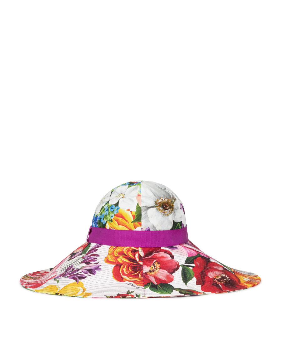 Wide brim floral hat