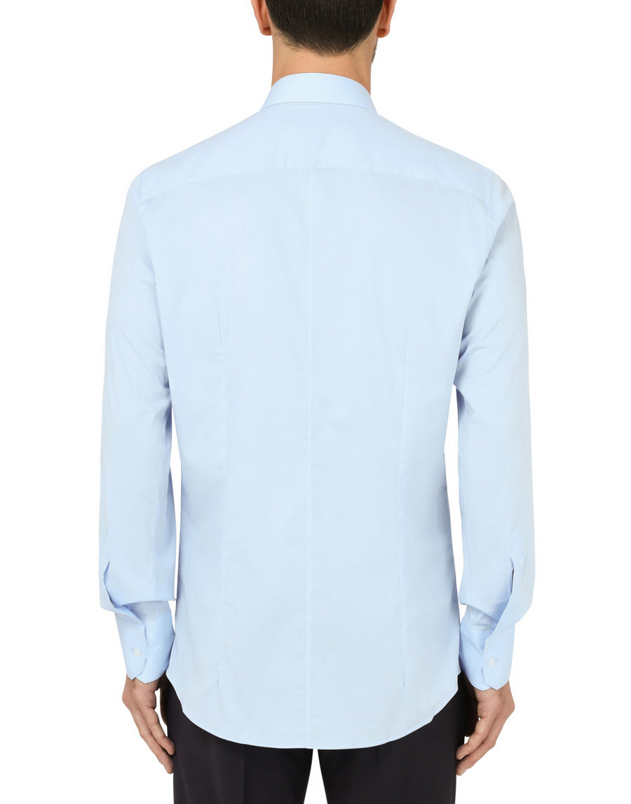 Solid-coloured stretch cotton shirt