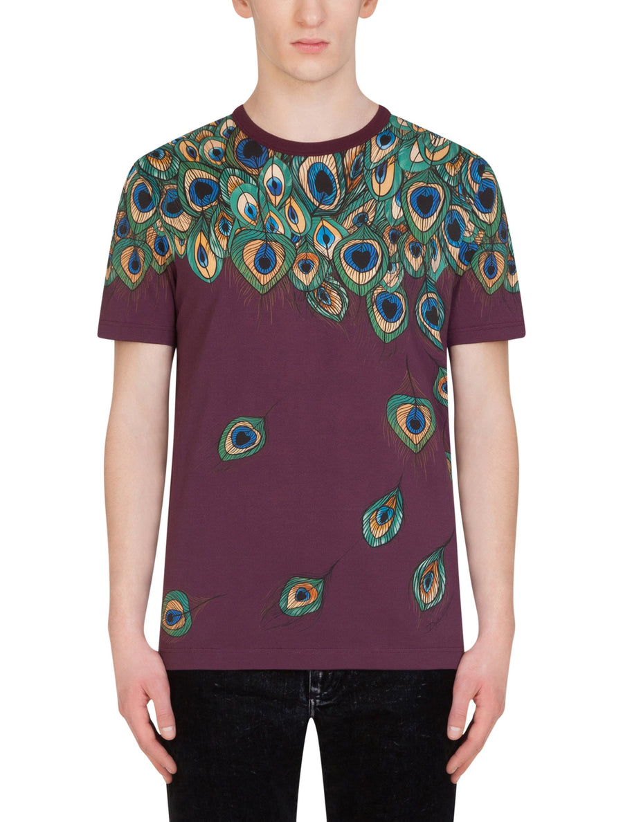 COTTON T-SHIRT WITH FEATHER PRINT