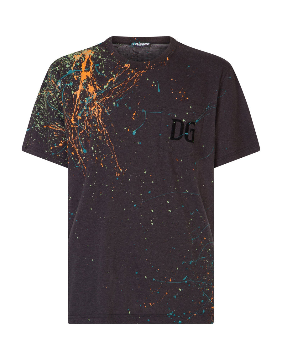 COTTON T-SHIRT WITH DRIPPING COLOR EFFECT