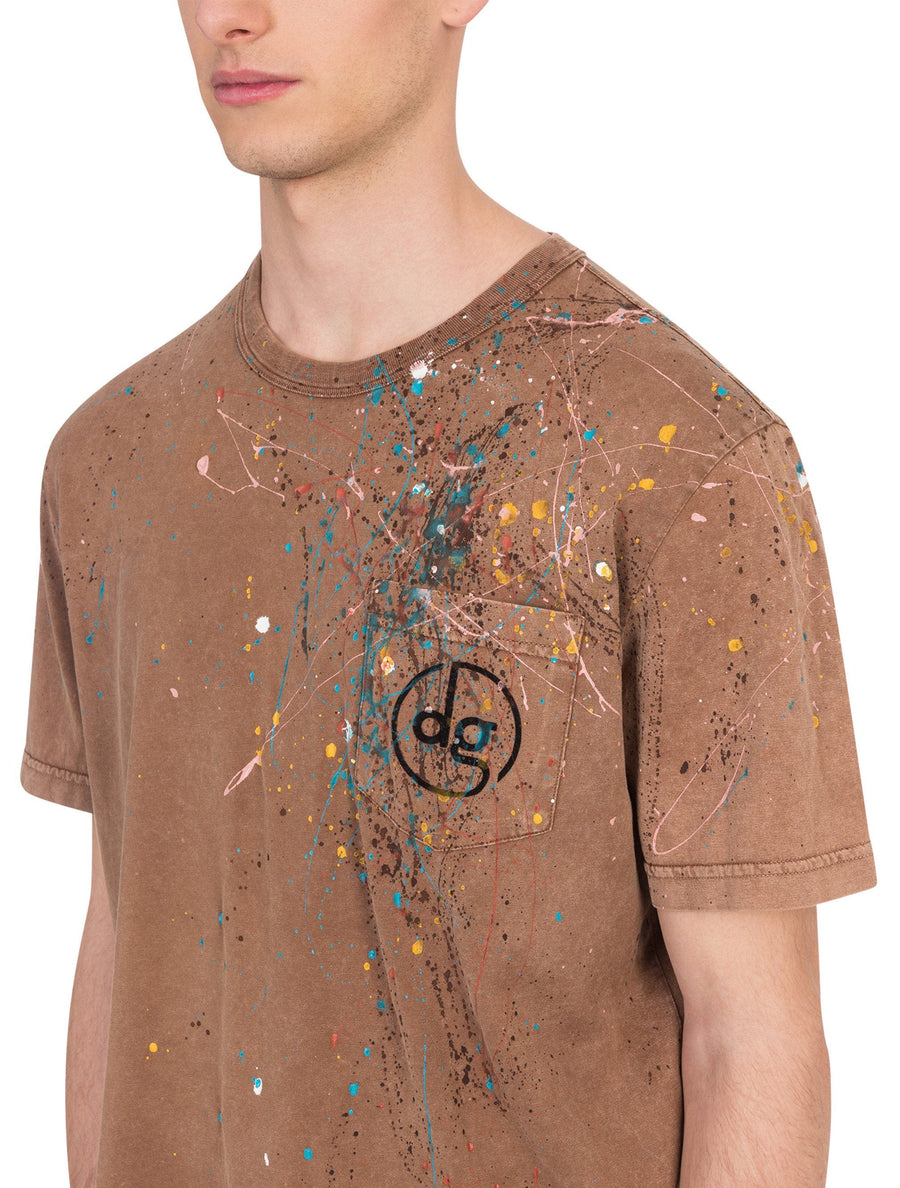 COTTON T-SHIRT WITH COLOR SPLASH EFFECT