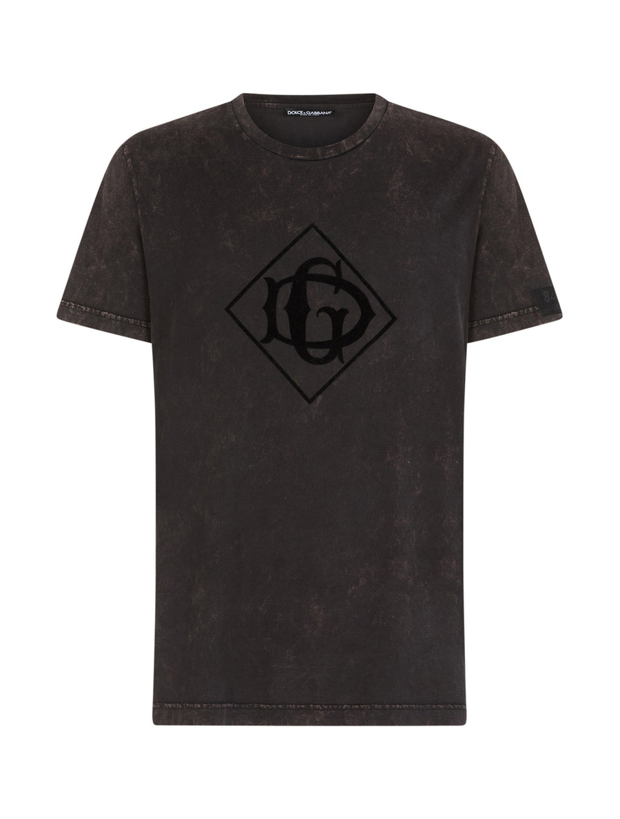 COTTON T-SHIRT WITH FLOCKED DG LOGO