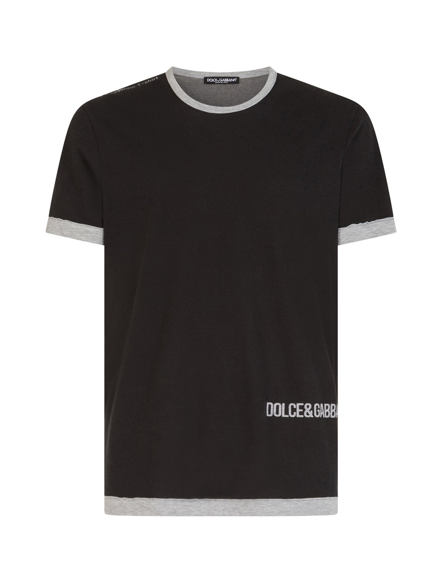 TWO-TONE COTTON T-SHIRT WITH DG LOGO PRINT