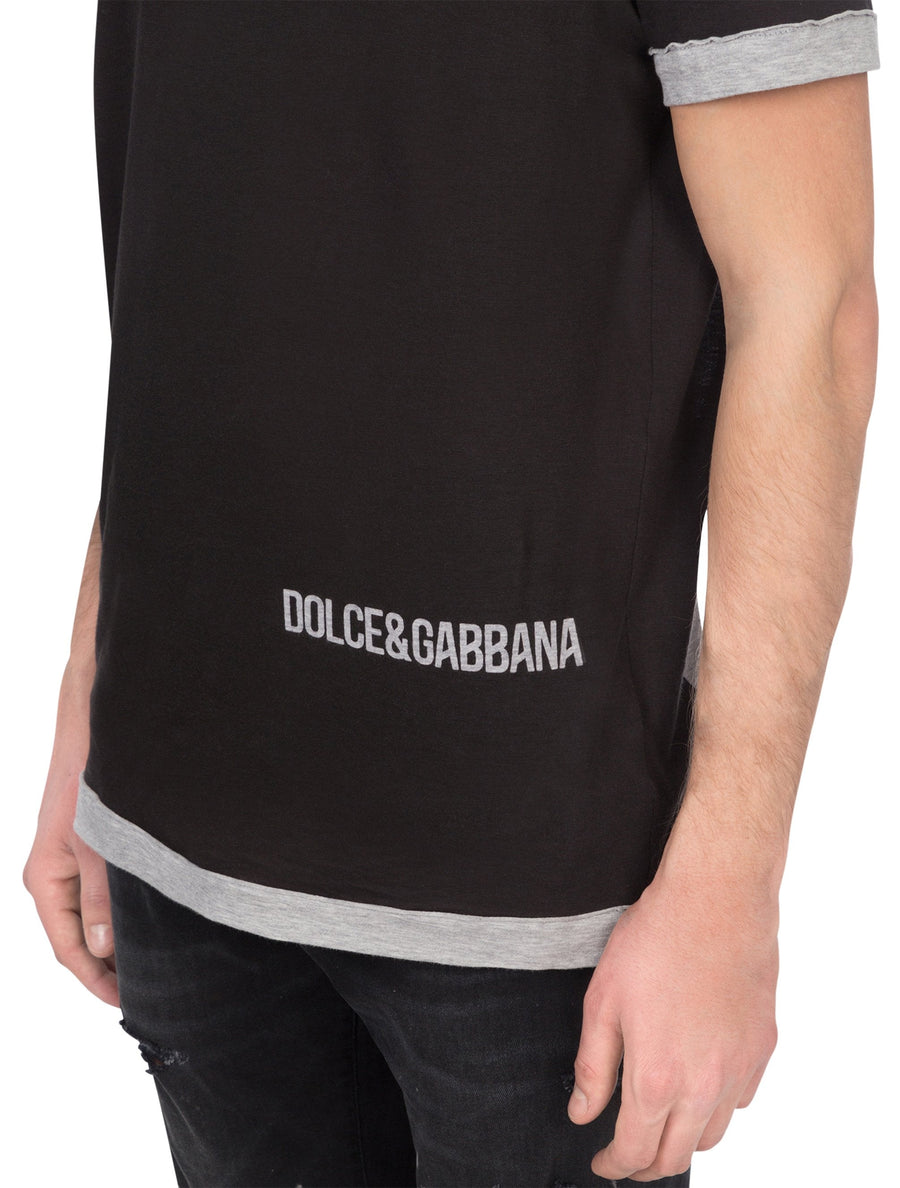 TWO-TONE COTTON T-SHIRT WITH DG LOGO PRINT