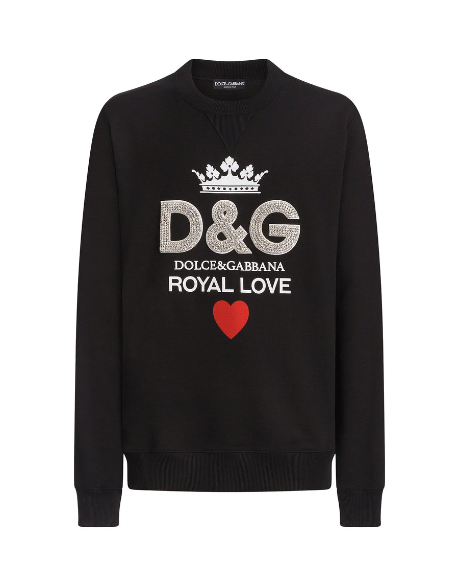 Crewneck sweatshirt with DG crown and rhinestones