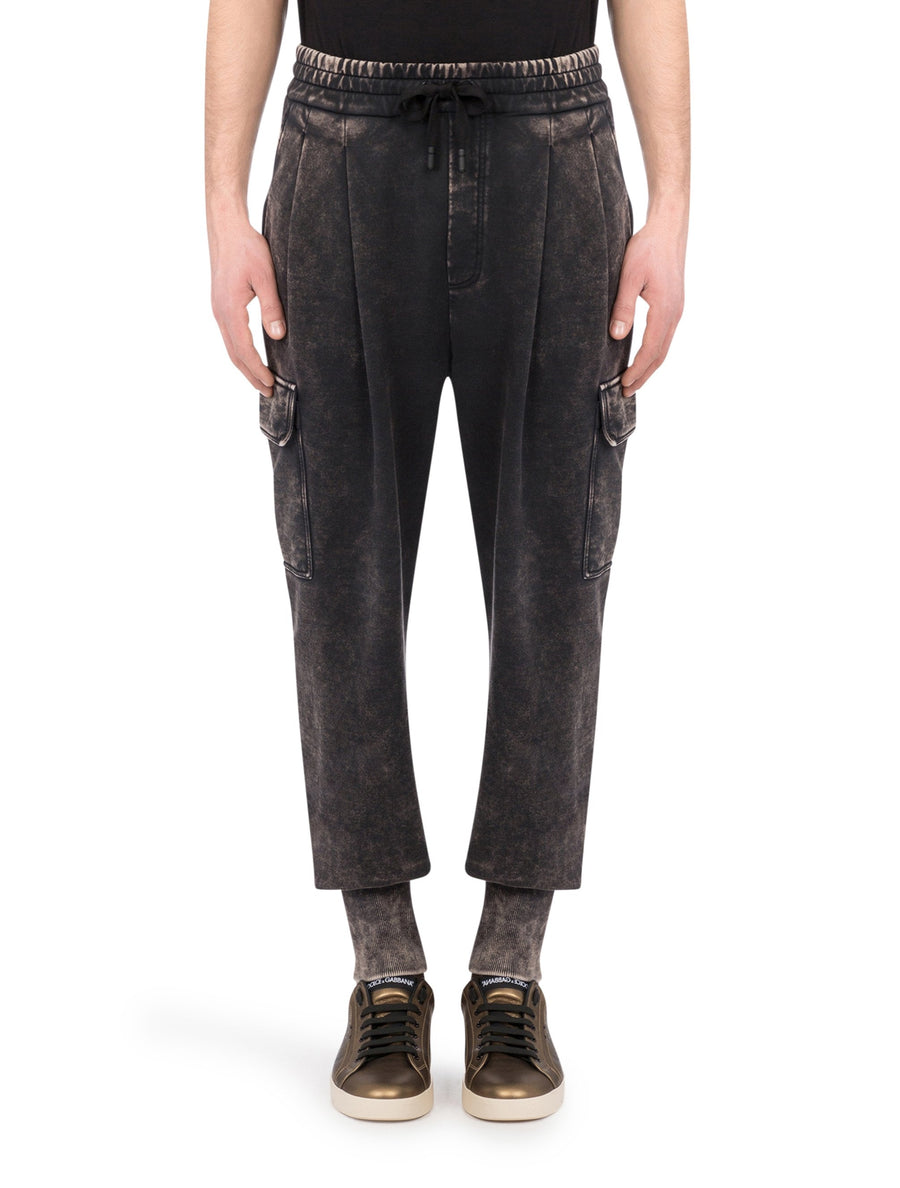 FADED COTTON JOGGING PANTS WITH PATCH