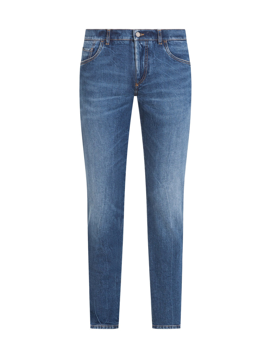 BLUE SKINNY STRETCH JEANS WITH BANDS