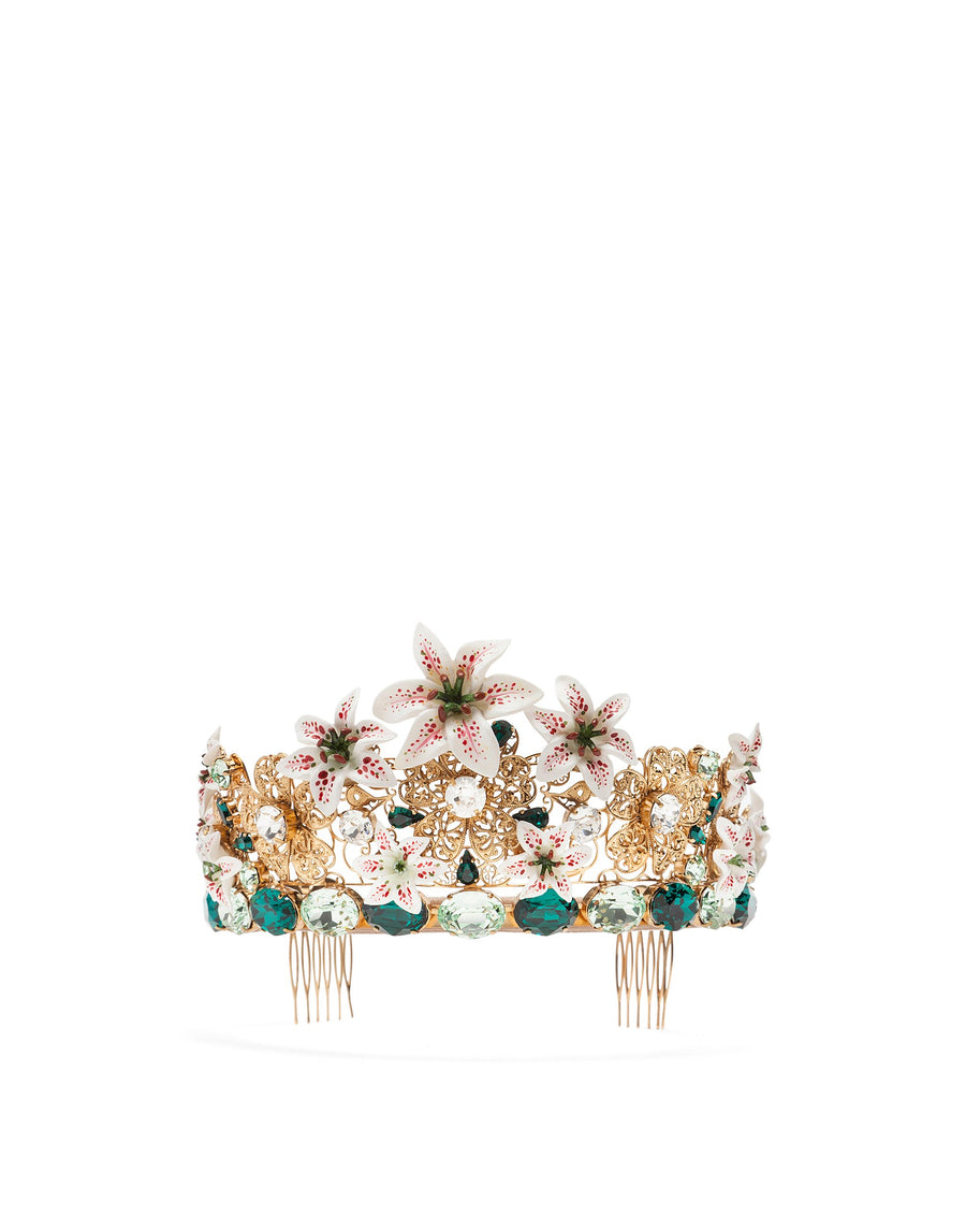 Floral tiara rhinestones and stones