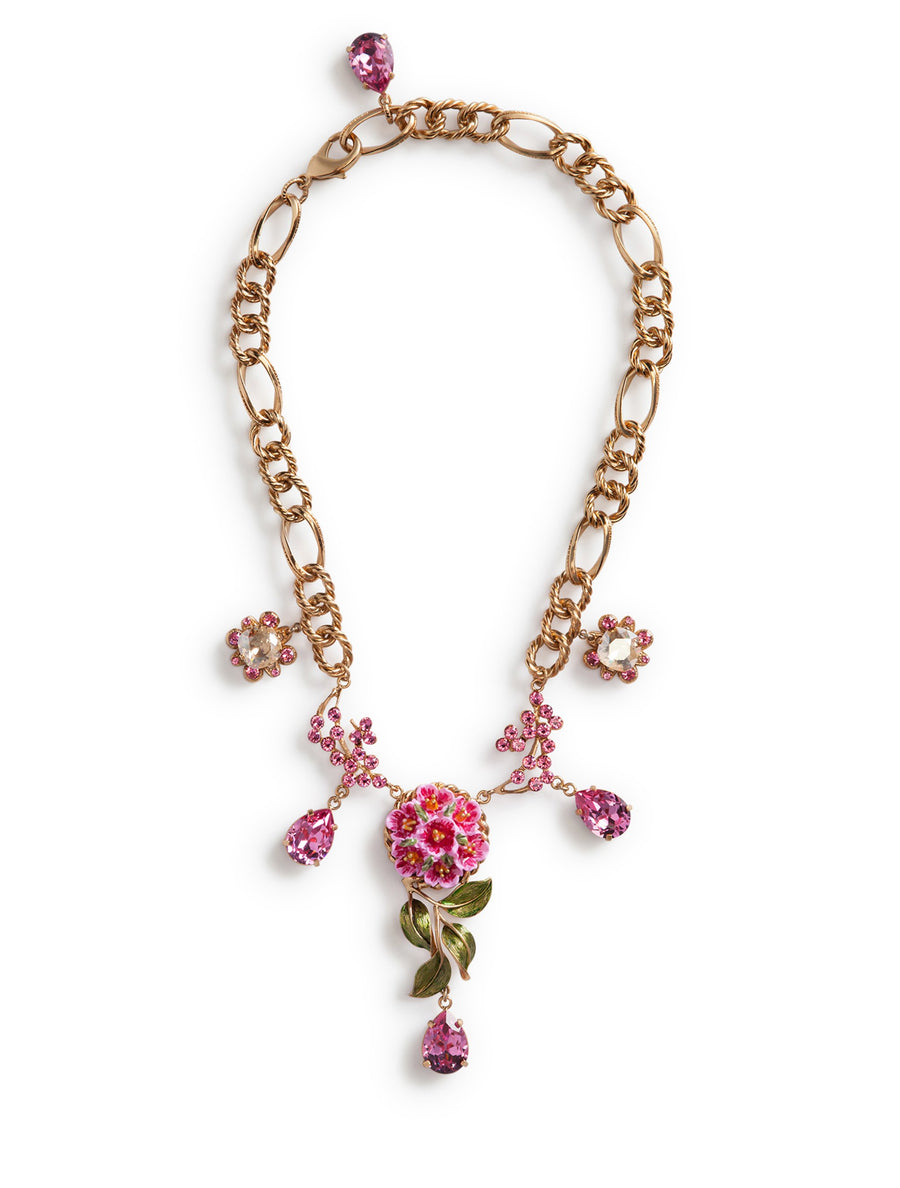 Chain necklace with flower bouquet