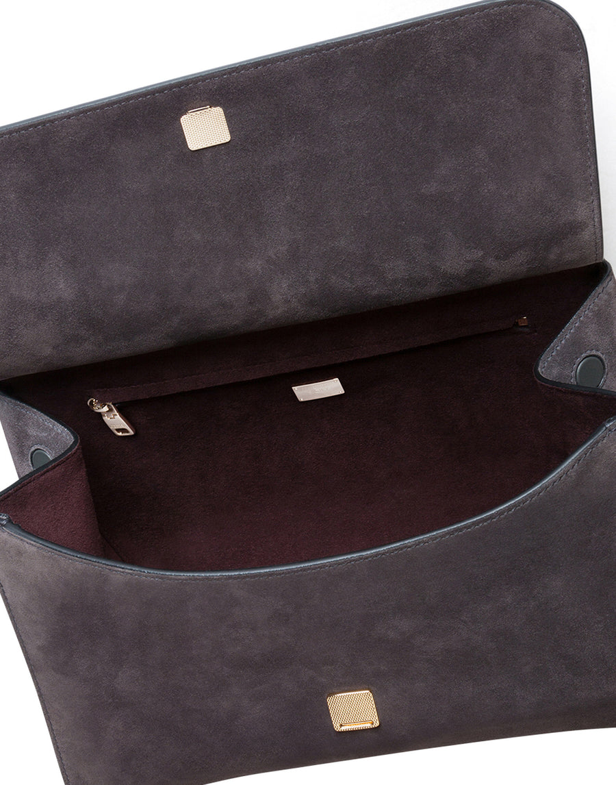 Shopping bag in suede and nappa