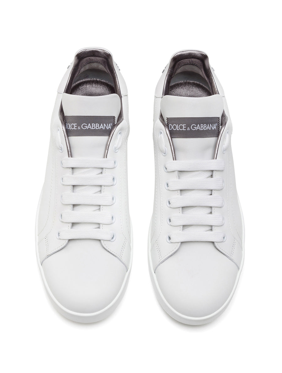 Calfskin nappa Portofino sneakers with lamé details