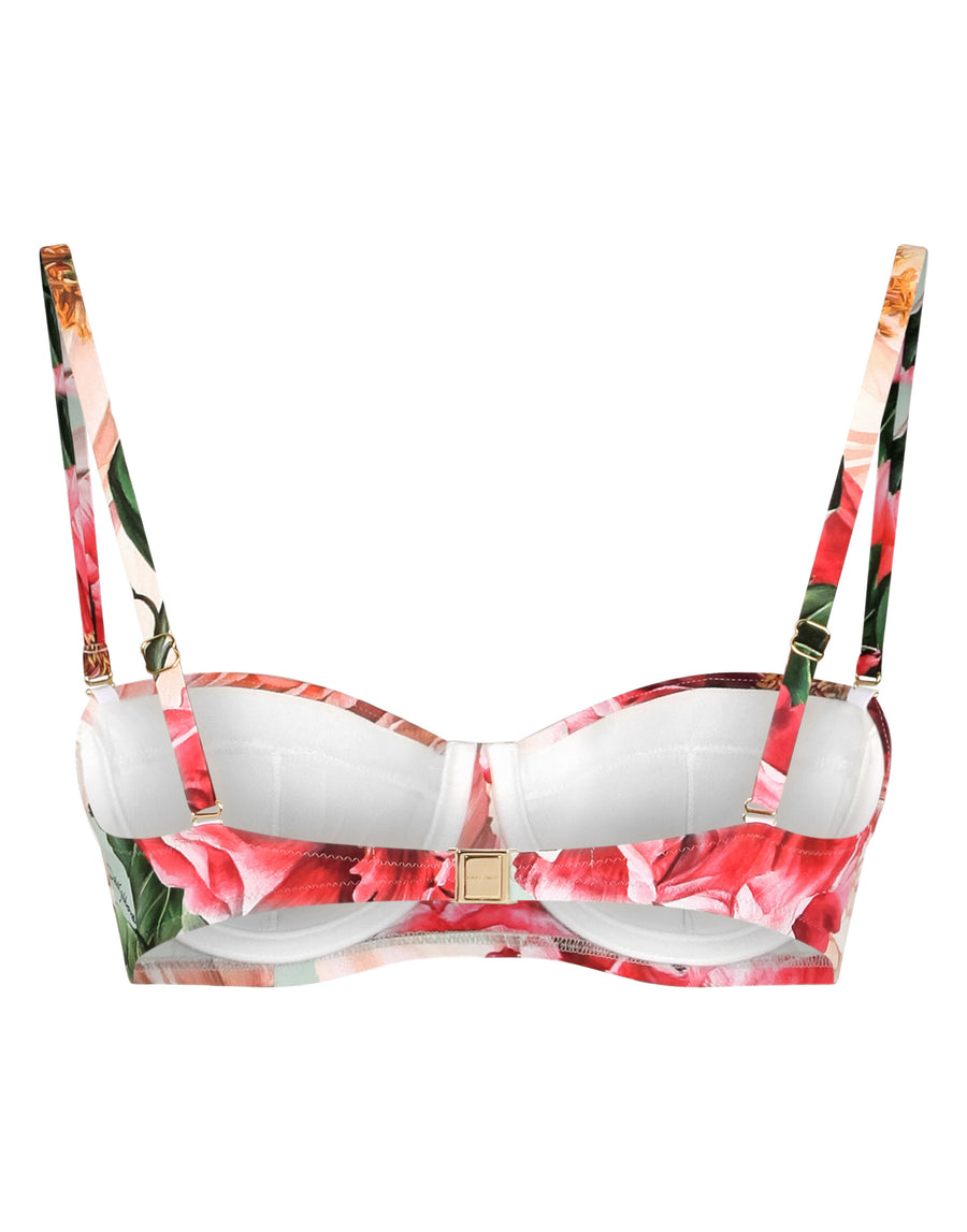 Camellia-print balconette bikini top