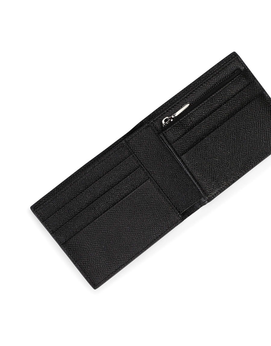 Dauphine calfskin bifold wallet with logo print