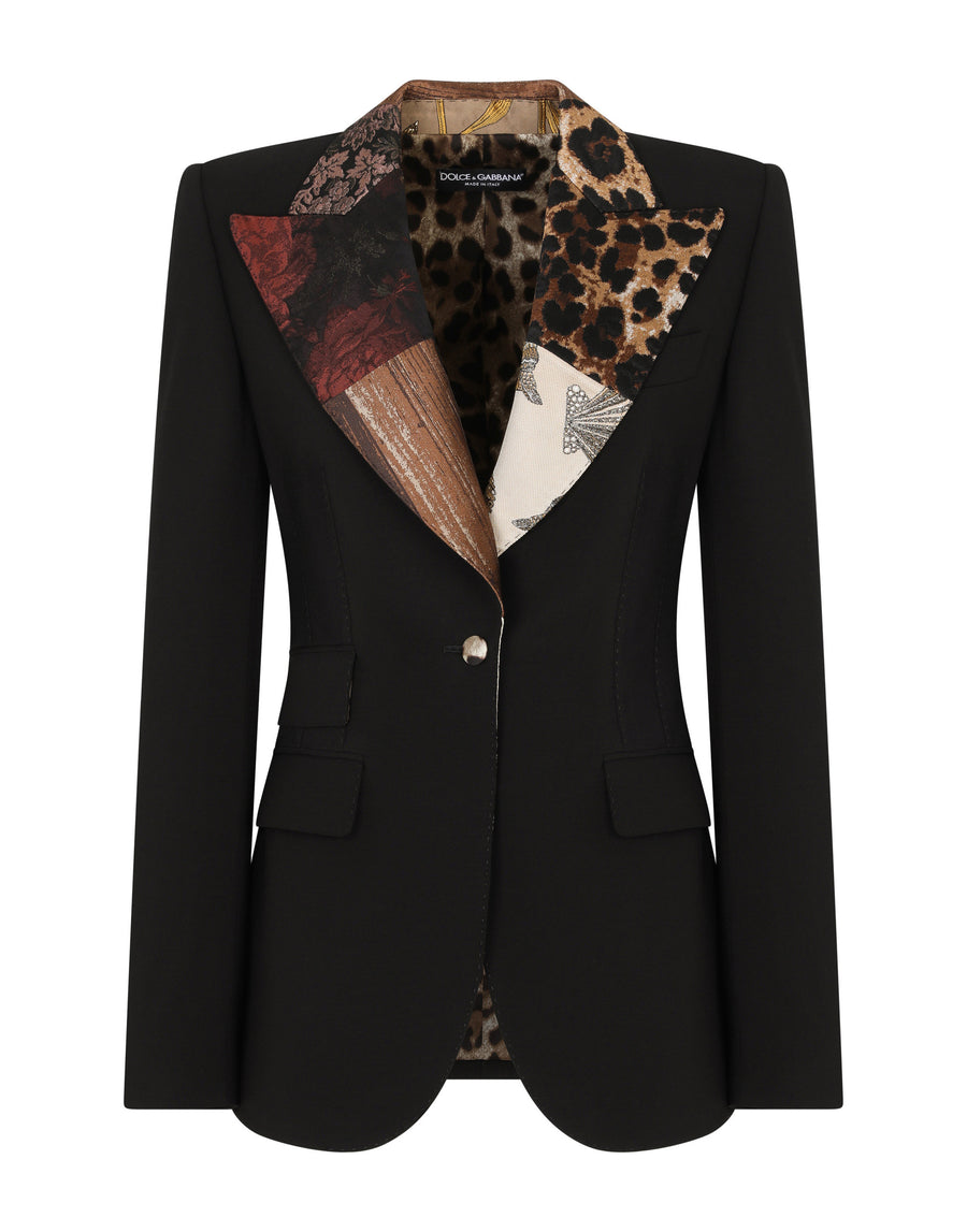 contrast-lapel blazer