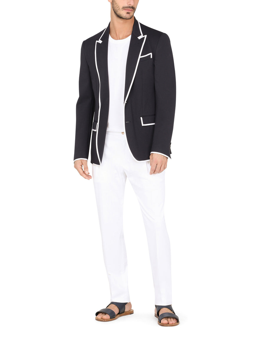 STRETCH JERSEY JACKET WITH PIPING