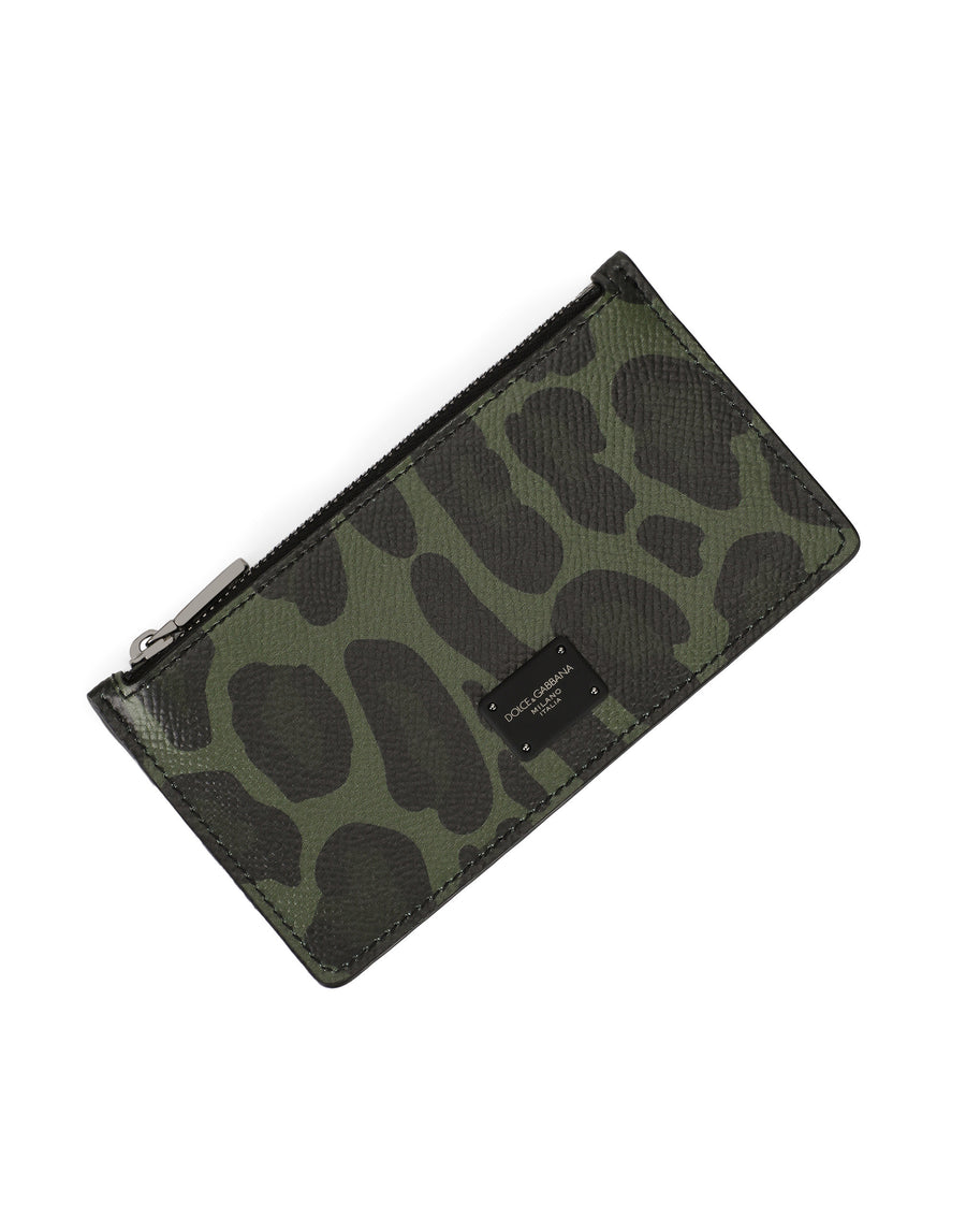 Dauphine calfskin card holder with logo print