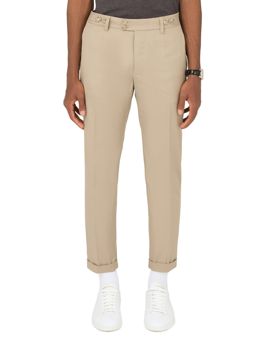 Cotton blend trousers with double button