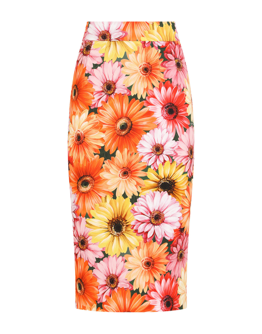 Cady midi skirt with gerbera-daisy print