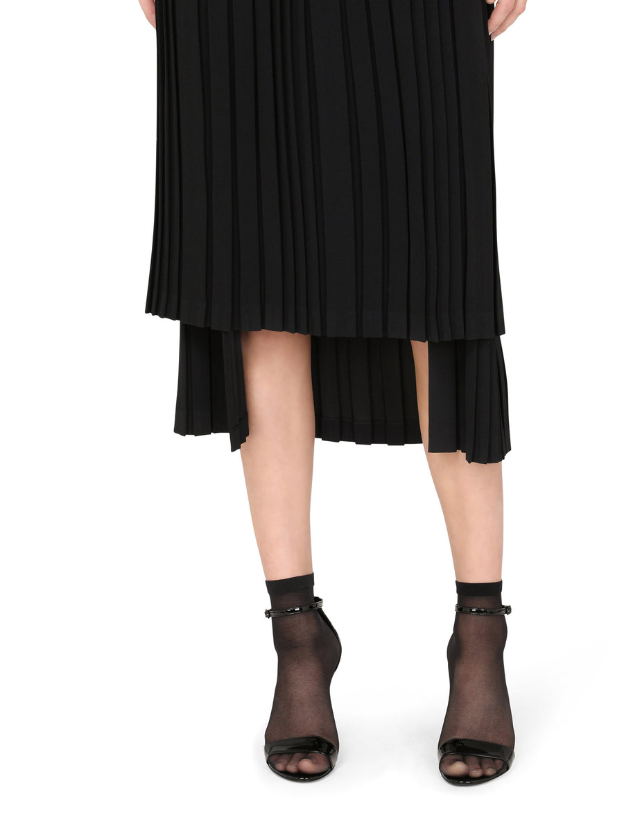 Asymmetrical pleated cady skirt