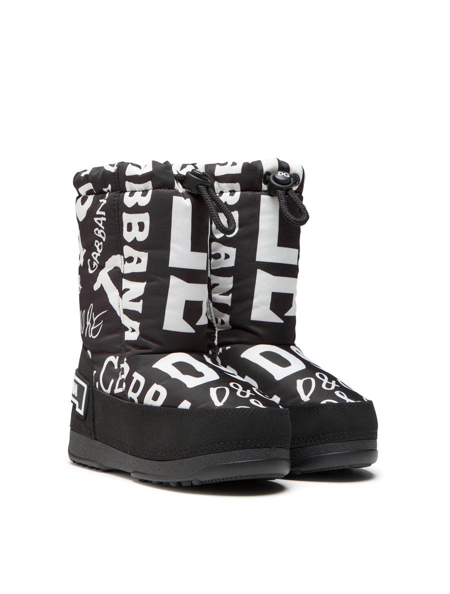 NYLON SNOW BOOTS WITH LOGO PRINT