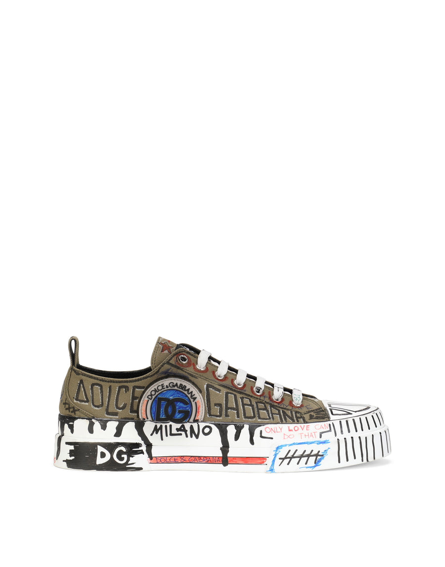 Hand-painted graffiti canvas Portofino Light sneakers