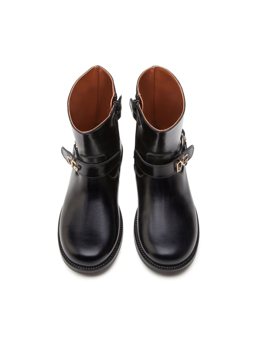 CALFSKIN ANKLE BOOTS WITH LETTERING